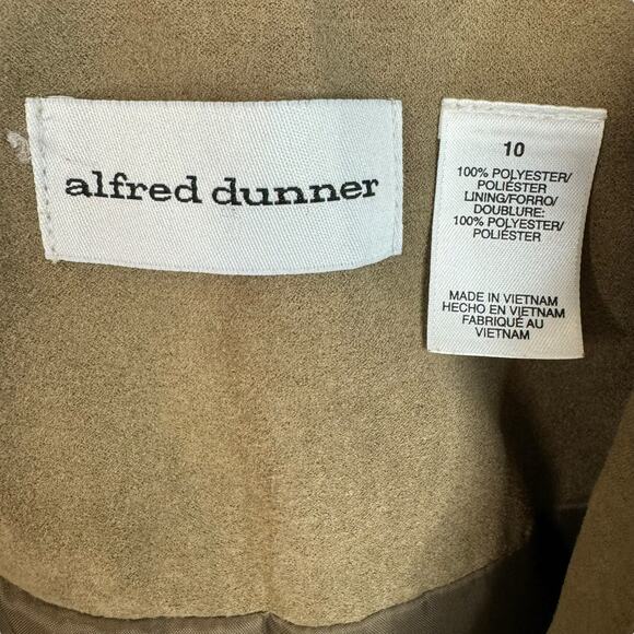 Alfred Dunner Lightweight Faux Suede Jacket Studded Zipper Front Tan Size 10 - Picture 8 of 9